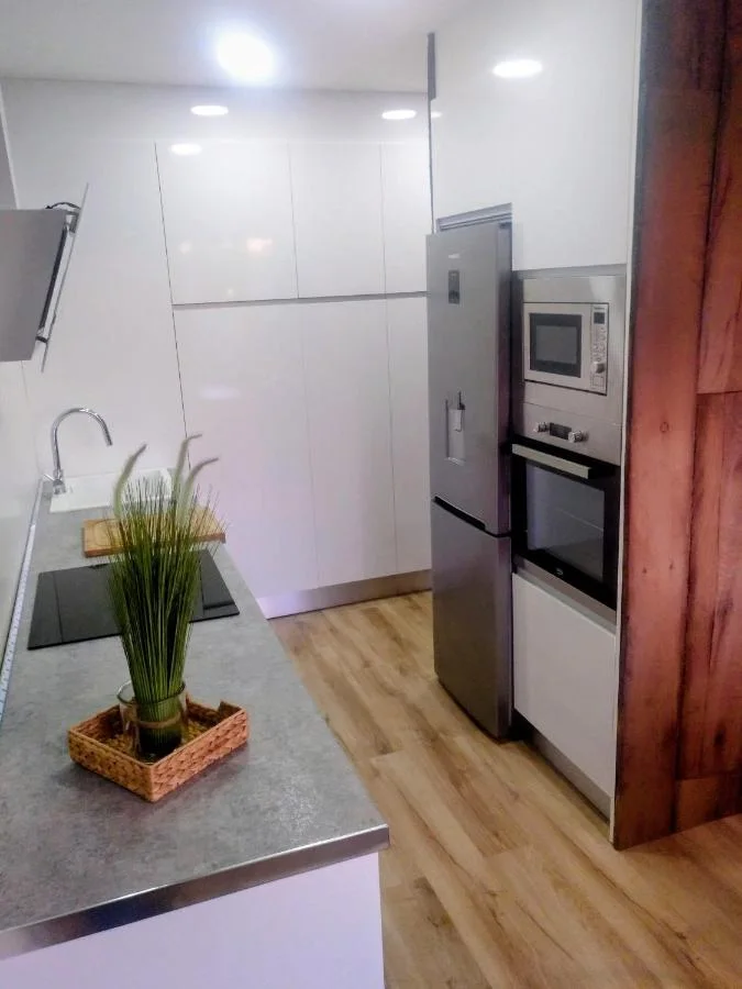 La cocina, con el horno y el microondas